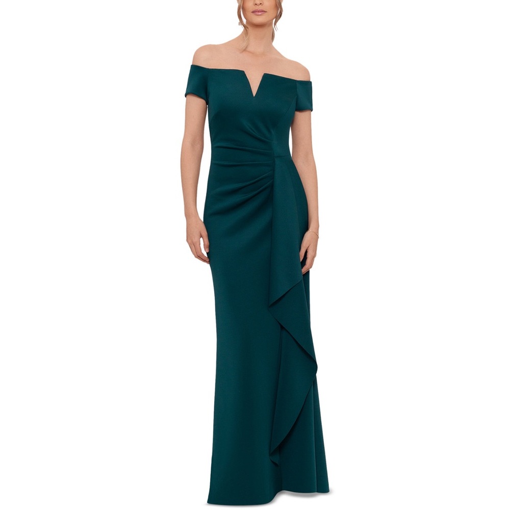 ⚡️🛍️NEW With TAG XSCAPE Petite Off-The-Shoulder Split Neckline Gown🛍️⚡️